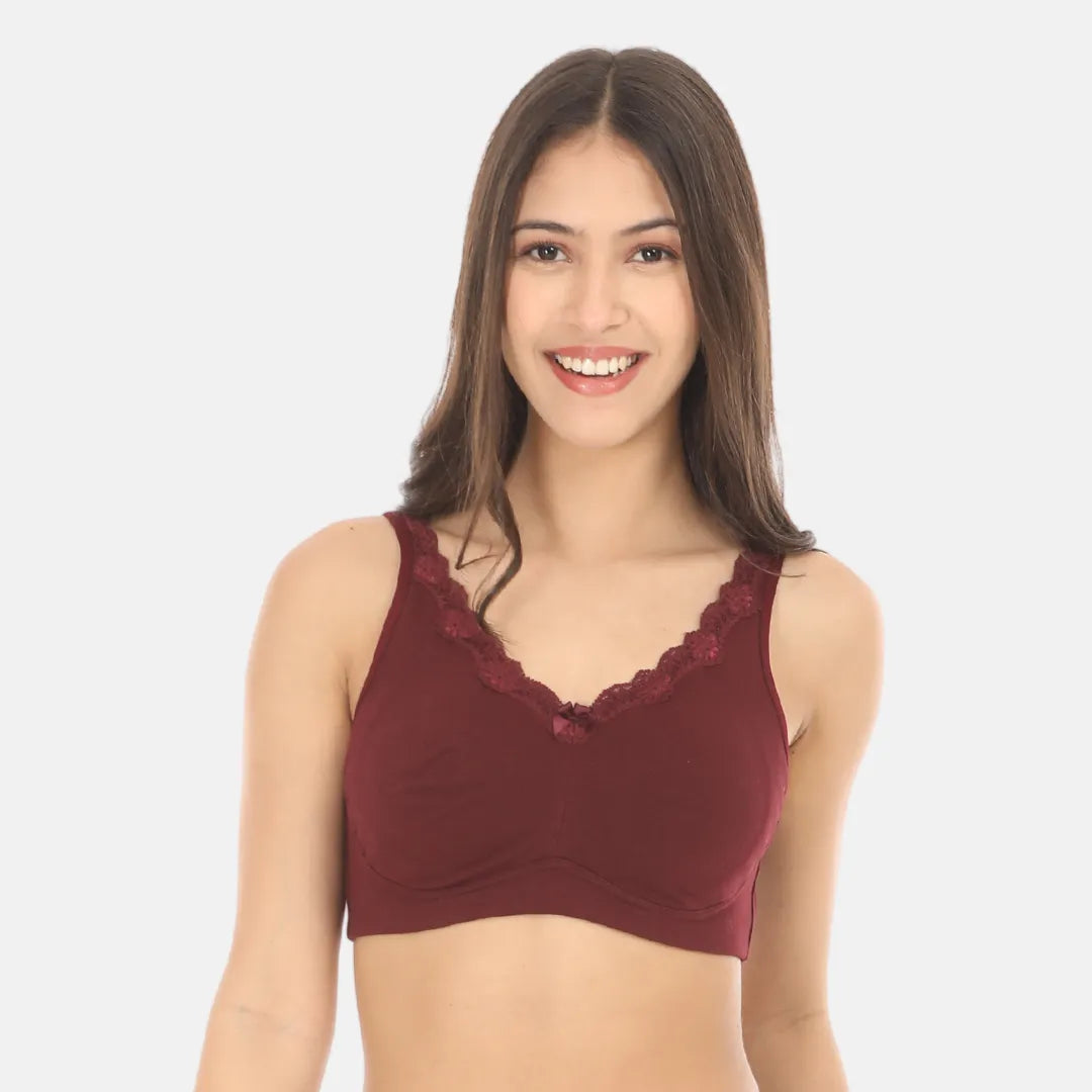 Daily Use Bra For Ladies - Wine 