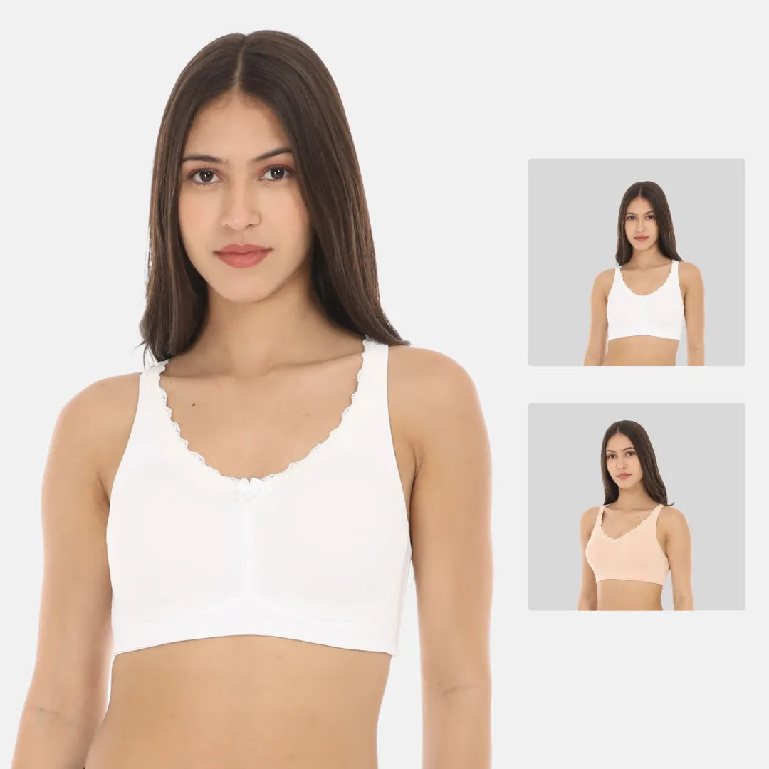 Daily Use Bra For Ladies - White,Skin