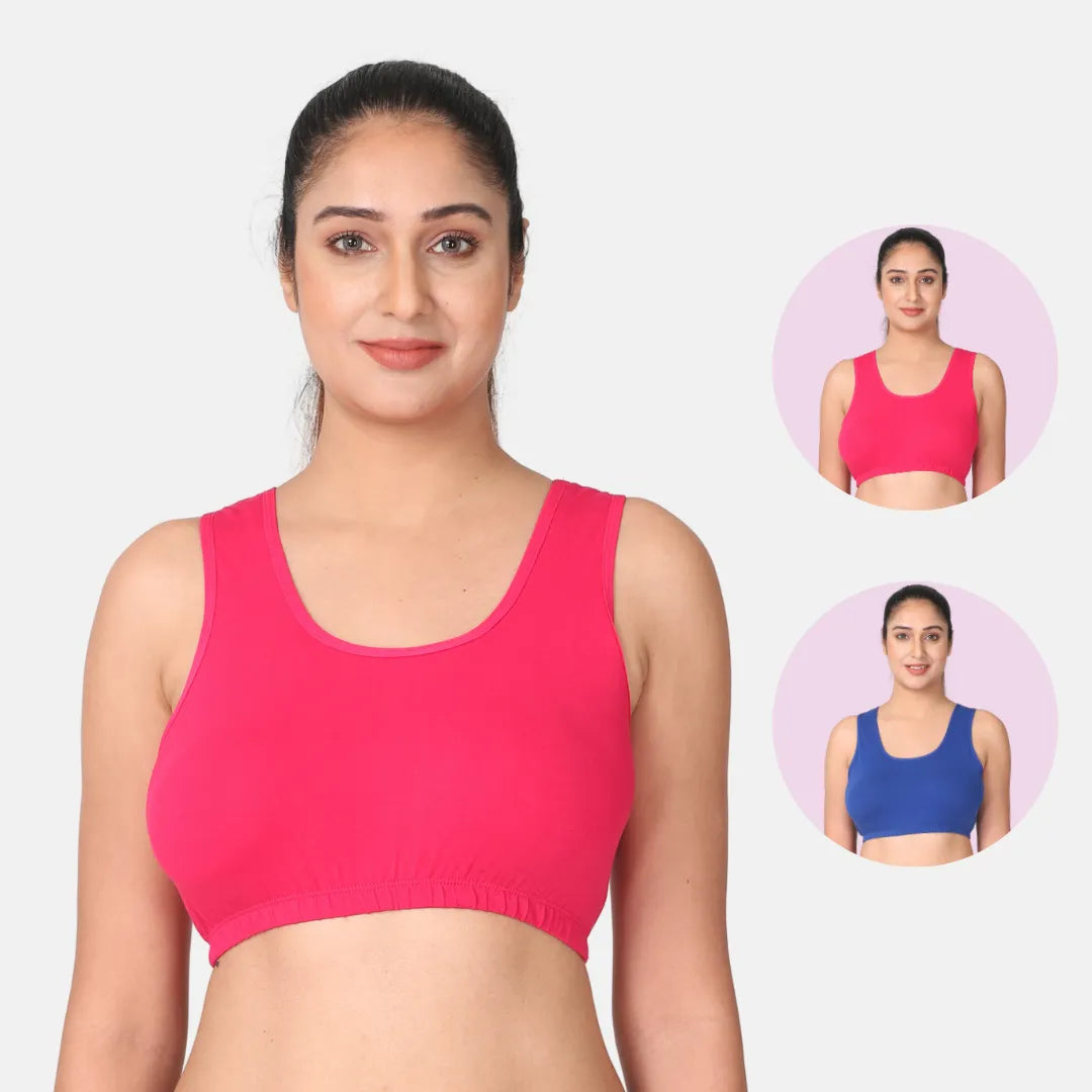 Dark Pink & Royal Blue Sleep Bra / Lounge Bra