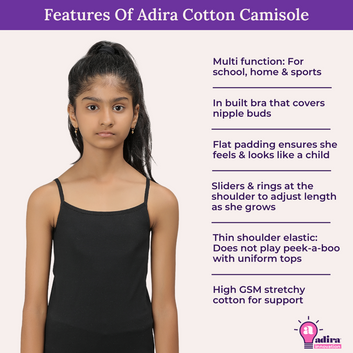 Teen Camisole | Flat Padded | Prevents Show Of Nipple Buds | Pack Of 5