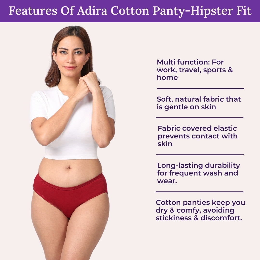 Features Of Adira Cotton Panty-Hipster Fit