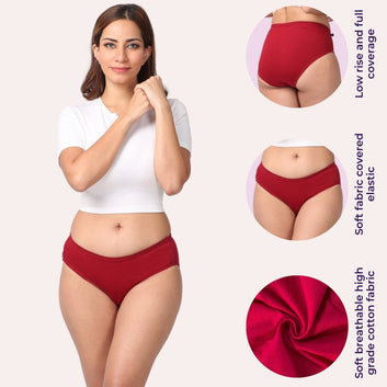 Women's Cotton Panties | Mid Waist | Full Hip Coverage | No Exposed Elastic At Waist & Thigh Round | Prevents Friction | Pack Of 3
