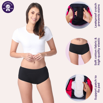 Reusable Period Panties For Heavy Flow | Boxer Fit | Prevents Front, Back & Inner Thigh Stains