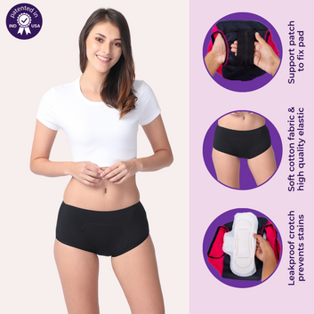 Reusable Period Panties For Heavy Flow | Boxer Fit | Prevents Front, Back & Inner Thigh Stains