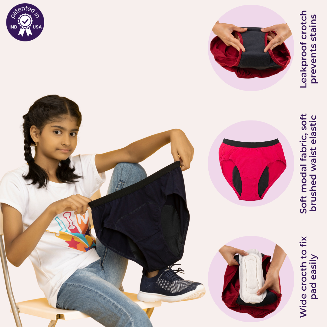 Teen Panties During Periods Navy Blue & Maroon