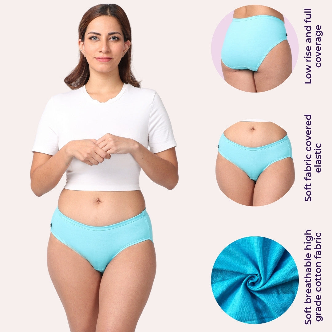 Mid Waist Cotton Panties Multi Color Pack Of 6