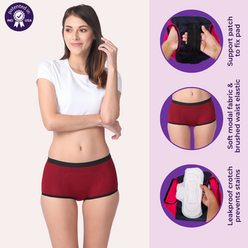 Modal Period Panty For Heavy Flow | Boxer Fit | Prevents Front, Back & Inner Thigh Stains | 2 Pack