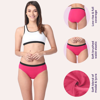 Women's Micro Modal Panties With Stretch | Mid Waist | Full Hip Coverage | Soft Waist Elastic | 3X Softer Than Cotton | Naturally Antibacterial | Prevents Odor