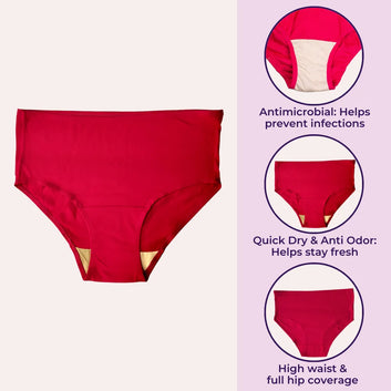 Senior Women Hygiene Underwear | High Waist | Brief Fit | Prevents UTIs | Pack Of 3