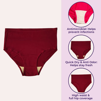 Senior Women Hygiene Underwear | High Waist | Brief Fit | Prevents UTIs