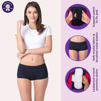 Modal Period Panty For Heavy Flow | Boxer Fit | Prevents Front, Back & Inner Thigh Stains | 3 Pack