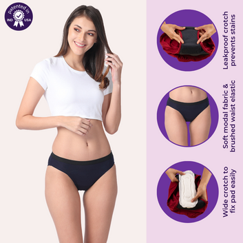 Modal Period Panties | Hipster Fit | Prevents Front & Back Stains