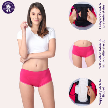 Heavy Flow Period Panties | Boxer Fit | Prevents Front, Back & Inner Thigh Stains | 5 Pack
