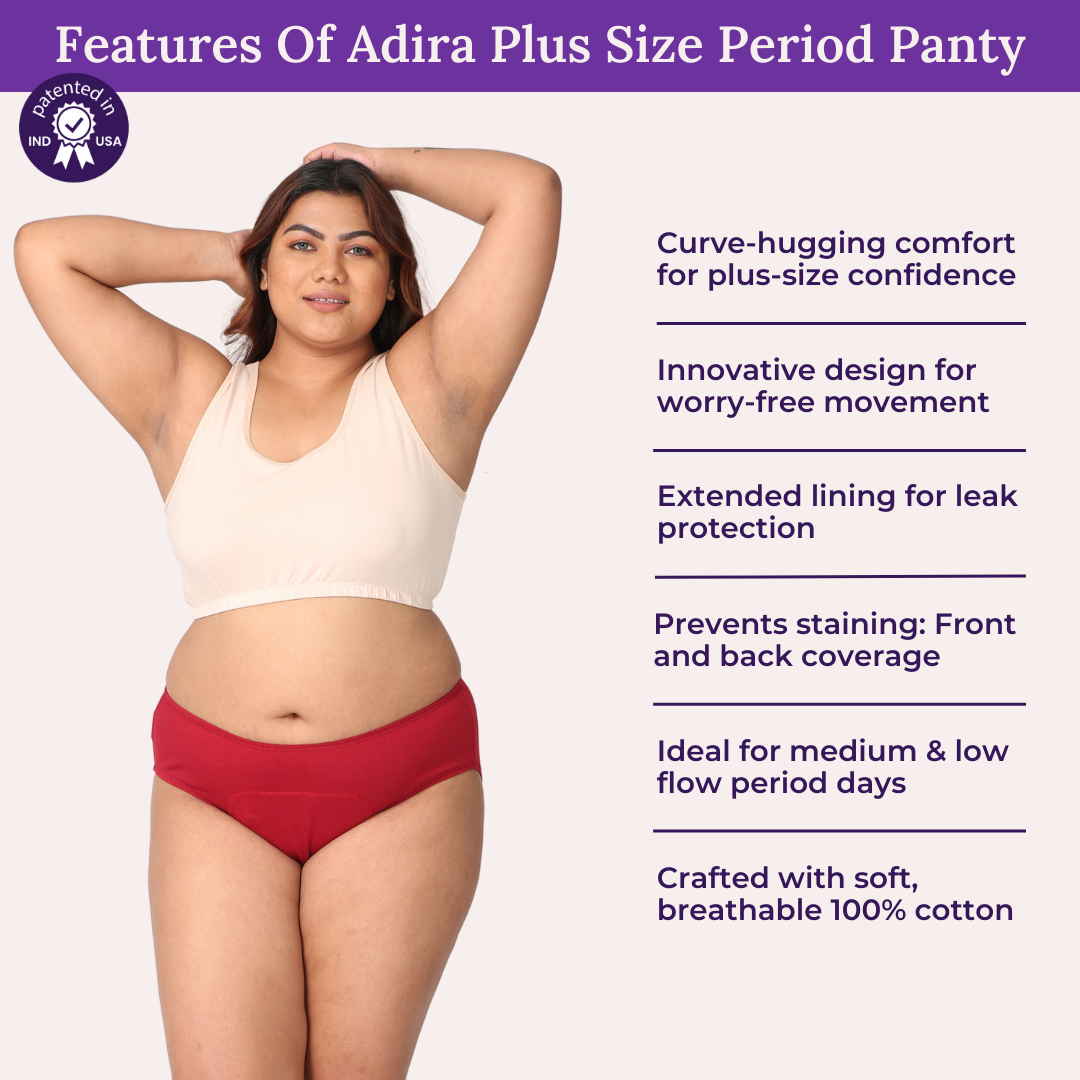 Features Of Adira Plus Size Period Panty