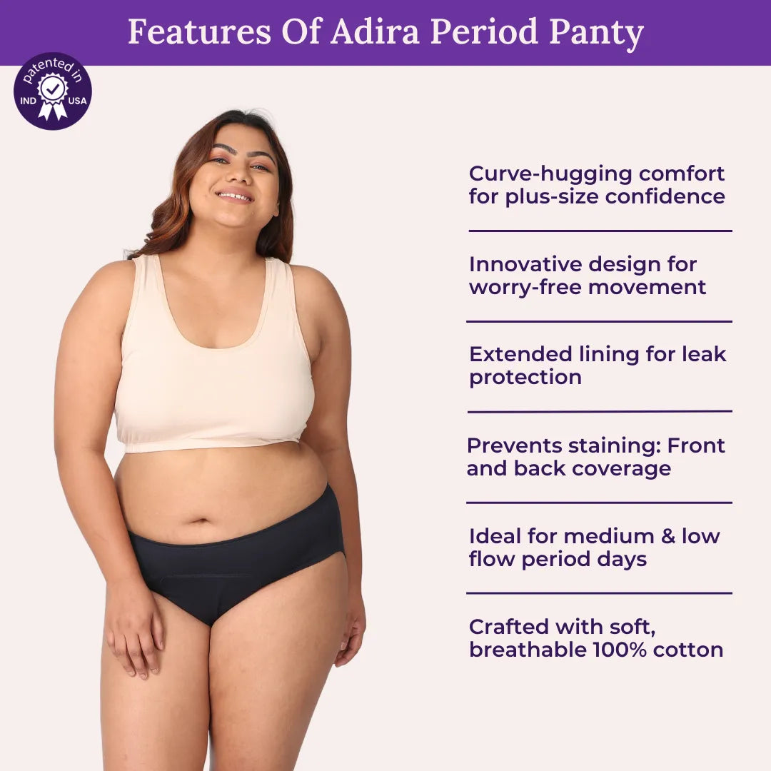 Features Of Adira Plus Size Period Panty