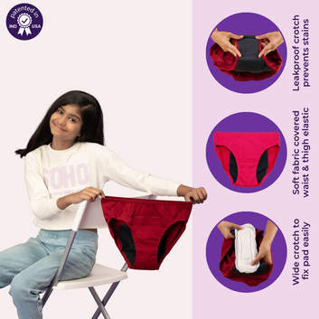 Best Knickers For Periods | Ideal For Medium To Low Flow Days | Hipster Fit | Leak-Proof | Use with Pad for Hygiene | 3 Pack