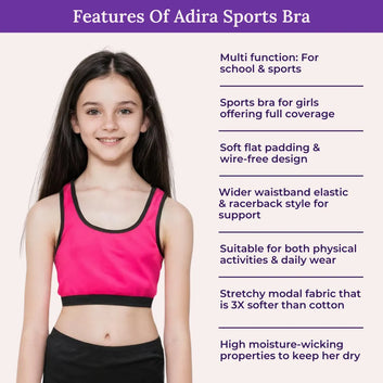 Flat Padded Teen Sports Bra | Padded Sports Bra | Wire-free | Pack Of 3