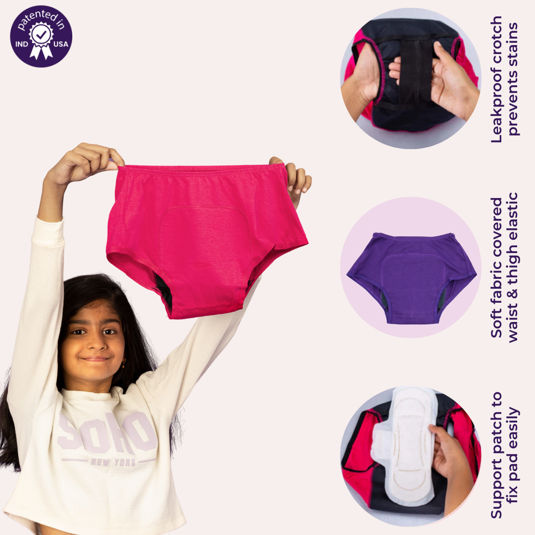 Features Of Adira Tween Boxer Panties For Periods