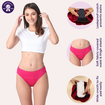 Period Panties For Stain Free Period | Hipster Fit | Leak Proof | Use with Pad For Hygiene | Prevents Front & Back Stains | 5 Pack
