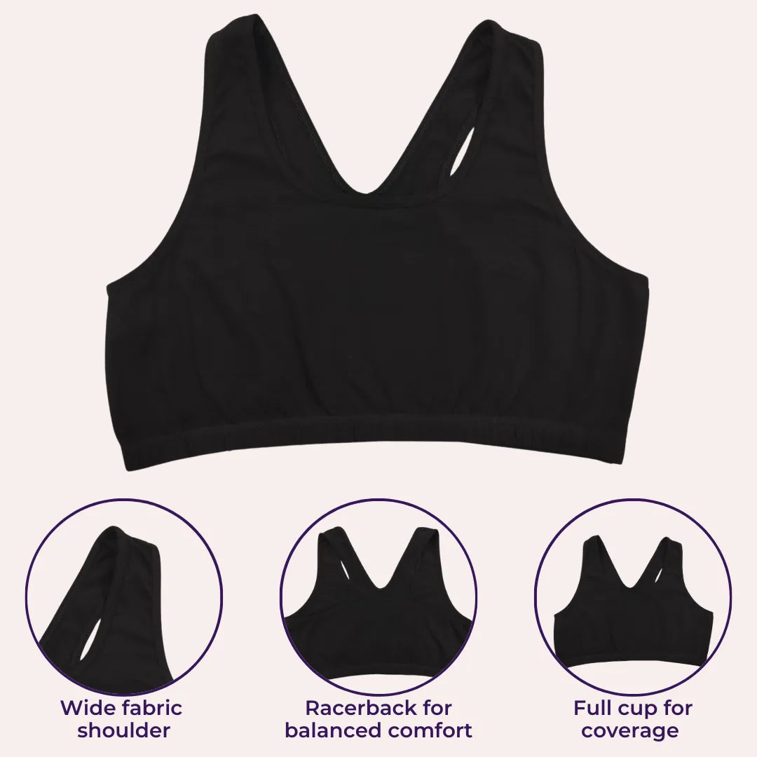 Comfortable Bras For Older Women Black Pack Of 3