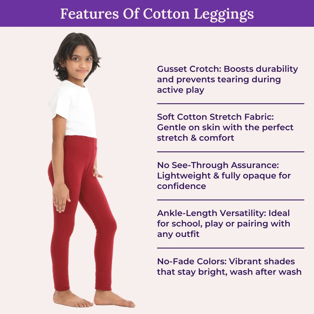 Features Of Cotton Leggings - Maroon