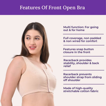 Front Open Bra | Non Padded | Non Wired | Full Coverage | Racerback | Pack Of 2