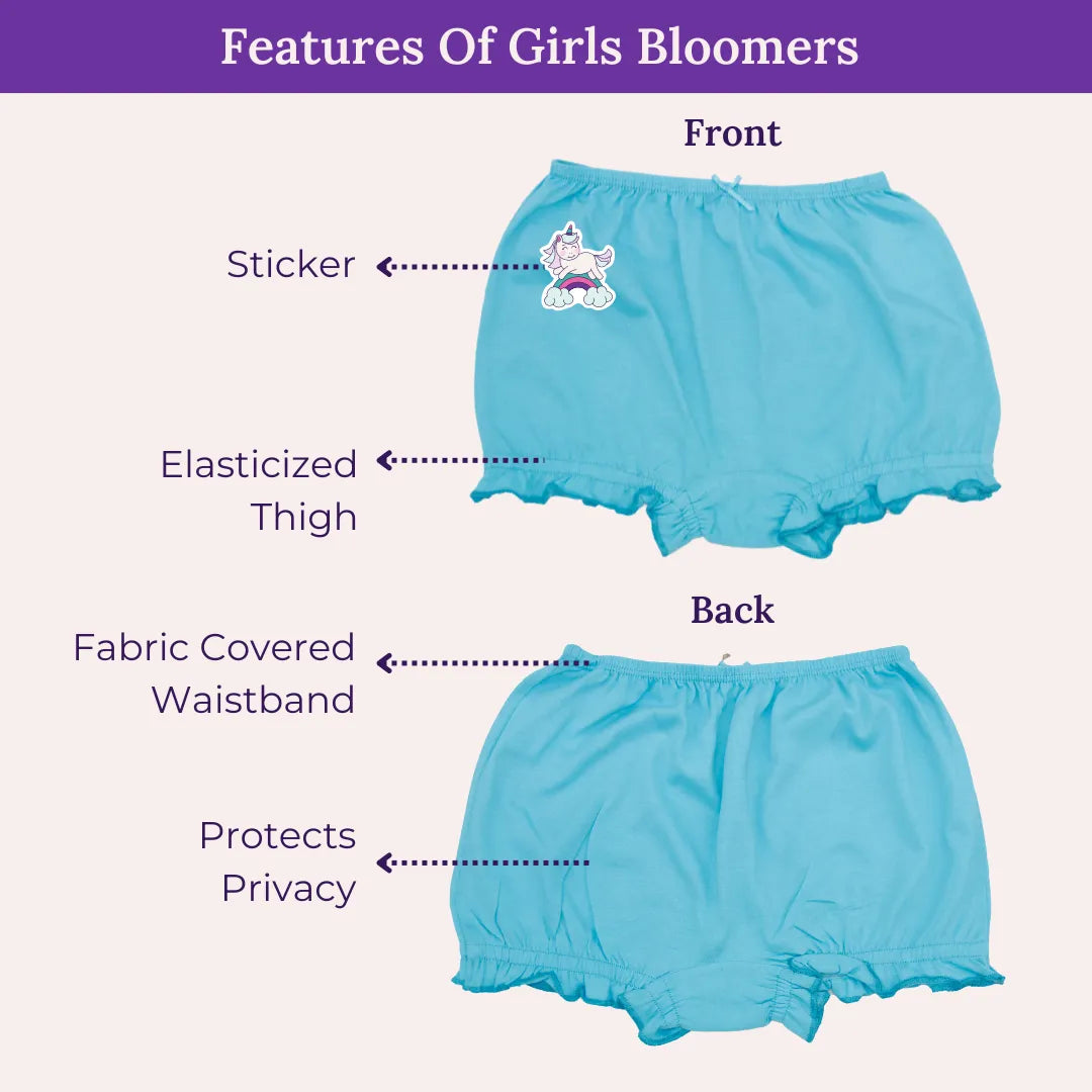 Girls Bloomers Navy Blue & Black Colors 7 Pack