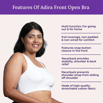 Front Open Button Bra for Plus Size | Non Padded | Non Wired | Racerback | Full Coverage | Pack Of 3