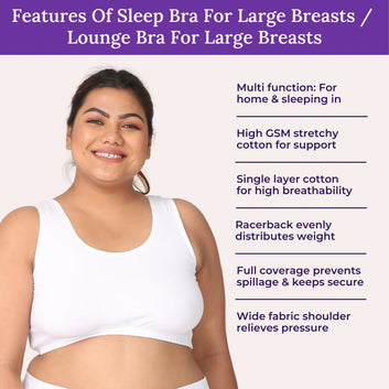 Sleep Bra For Large Breasts | Lounge Bra For Large Breasts | Non Padded | Non Wired | Full Coverage | Racerback | Pack Of 1