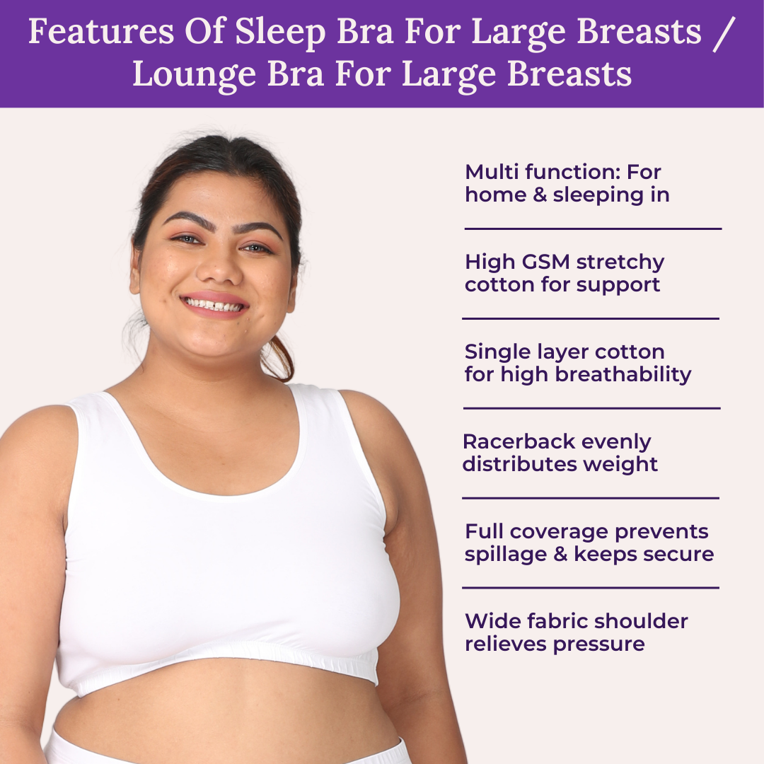 Most Comfortable Sleep Bra For Large Breasts : Full Coverage, Non Padded &  Non Wired