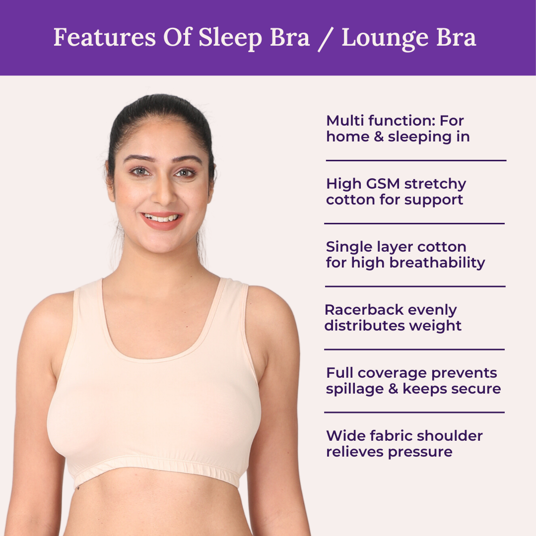 Sleep Bra For Large Bust | Lounge Bra For Large Bust | Non Padded | Non  Wired | Full Coverage | Racerback | Pack Of 2