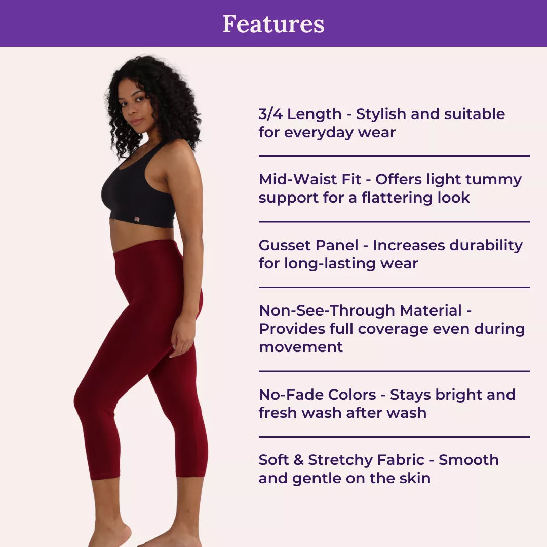 Features Of 3/4 Cotton Leggings