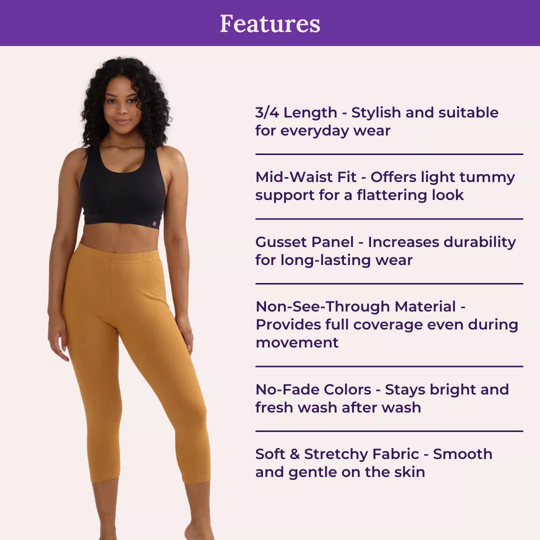 Features Of 3/4 Cotton Leggings