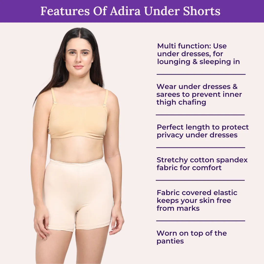 Breathable Cotton Thigh Length Under Dress Shorts