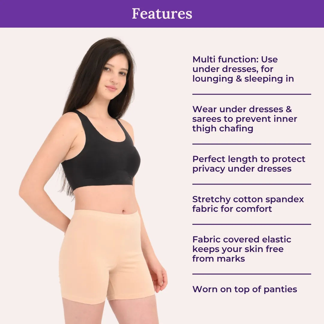 Under Dress Shorts | Full Hip Coverage | Prevents Inner Thigh Chafing Under Dress Shorts | Full Hip Coverage | Prevents Inner Thigh Chafing