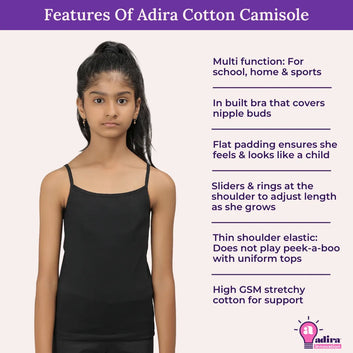 Teen Camisole | Flat Padded | Prevents Show Of Nipple Buds | Pack Of 5