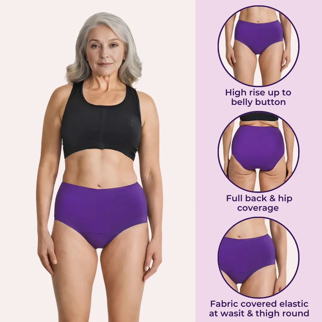 High Waist Cotton Panties For Elderly Dark Pink, Magenta & Maroon