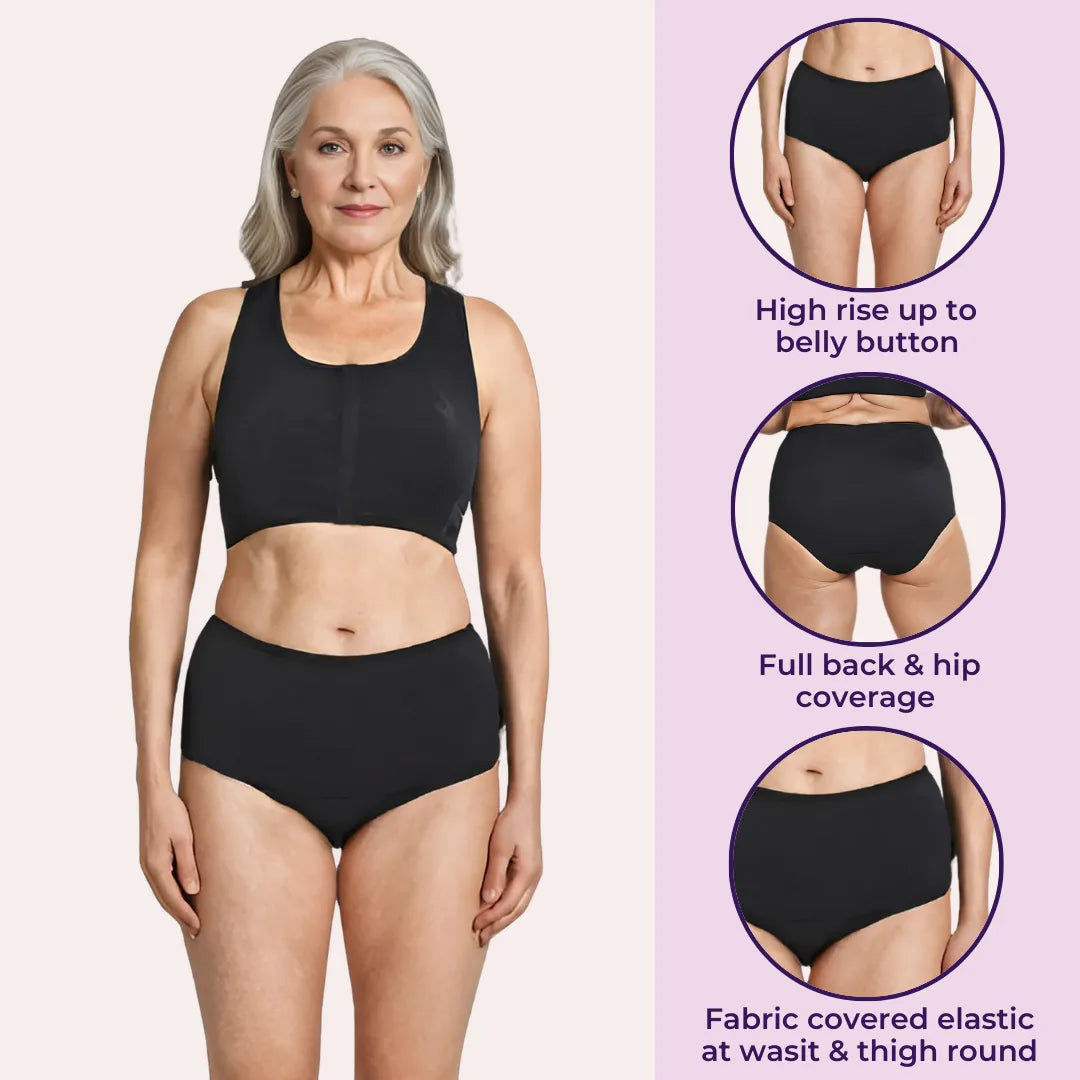 High Waist Cotton Briefs For Senior Women Black