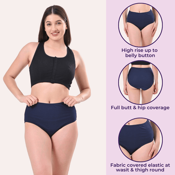 High Waisted Panties | Brief Cut | Full Butt & Hip Coverage | Flattens Belly, Shapes Silhouette | No Exposed Bands | Pack Of 6