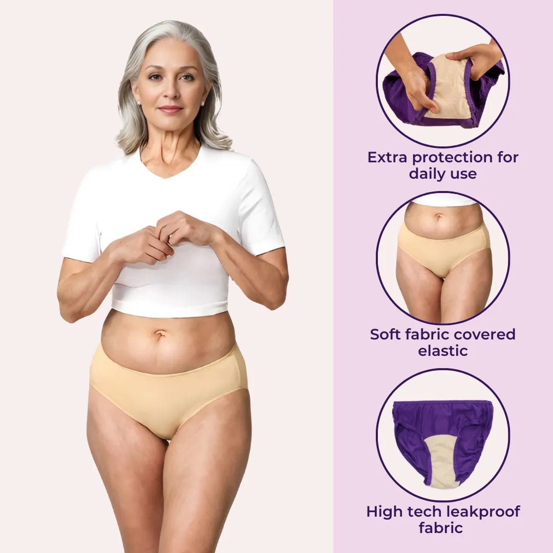 Best Leak Proof Panties For Elderly Women Magenta, Navy Blue, Dark Pink, Black & Skin
