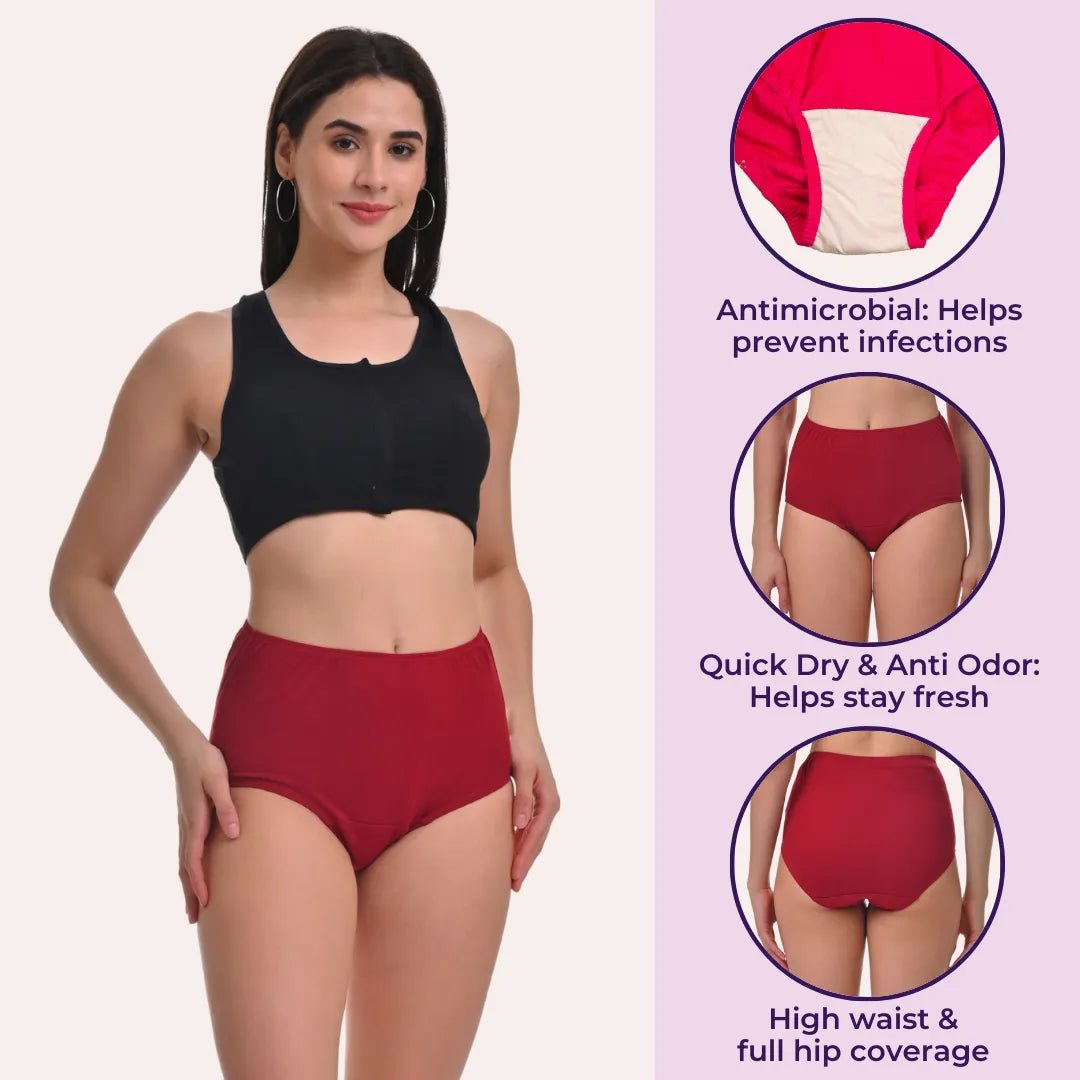 Women Hygiene Panty High Waist Maroon