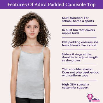 Padded Camisole | For Teens | Flat Padding | Covers Nipple Buds | Pack Of 3