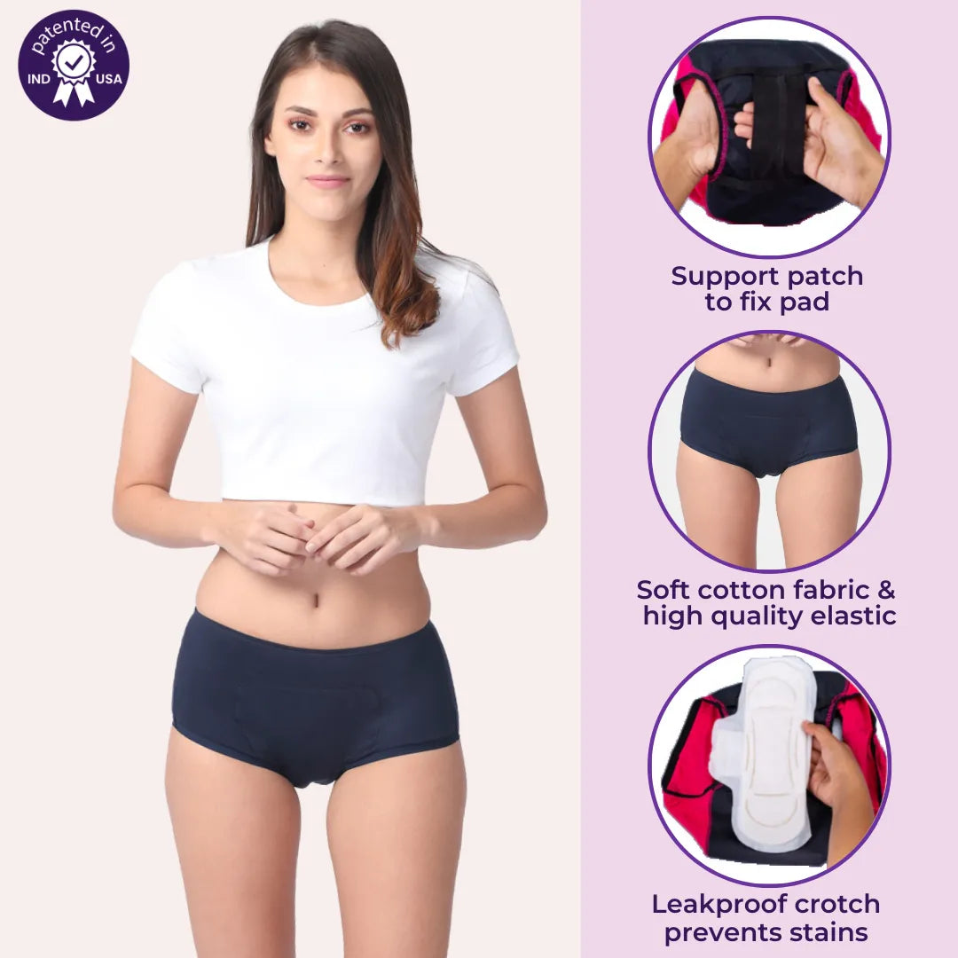 Heavy Flow Period Panties Navy Blue & Maroon