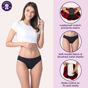 Modal Period Panties | Hipster Fit | Prevents Front & Back Stains