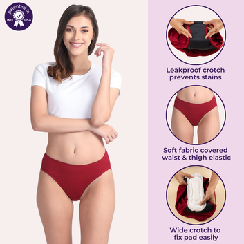 Period Panties For Stain Free Period | Hipster Fit | Leakproof | Use with Pad For Hygiene | Prevents Front & Back Stains | 2 Pack