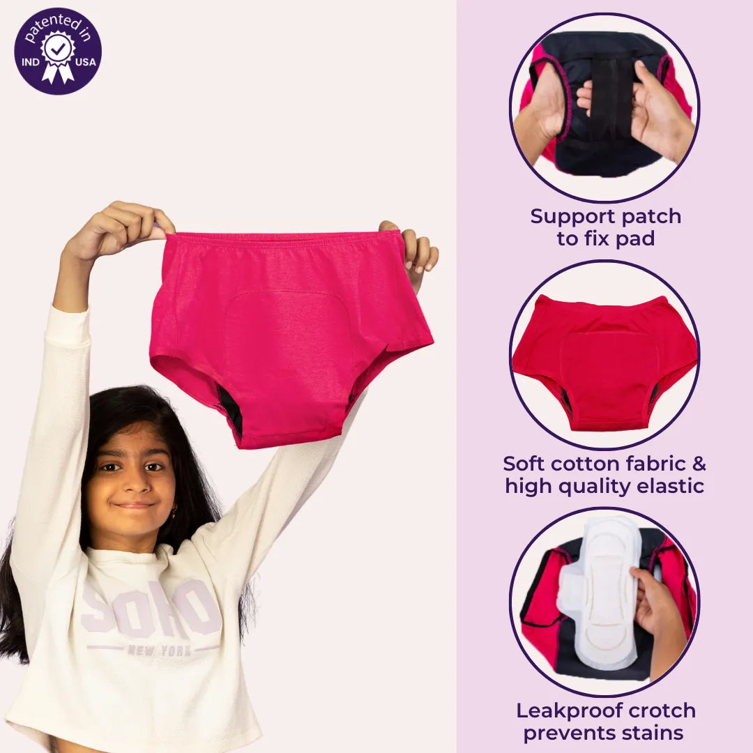 Period Panty Reusable Dark Pink, Maroon & Navy Blue