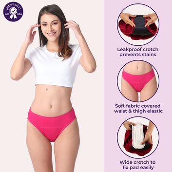 Period Panties For Stain Free Period | Hipster Fit | Leakproof | Use with Pad For Hygiene | Prevents Front & Back Stains | 5 Pack