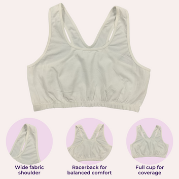 Lounge/Home Bra For Elderly | Non Padded | Non Wired | Racerback | Full Coverage | 3 Pack