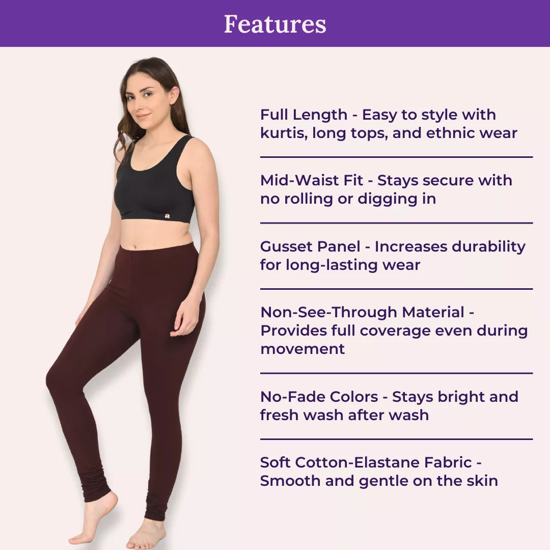 Features Of Churidar Leggings Brown
