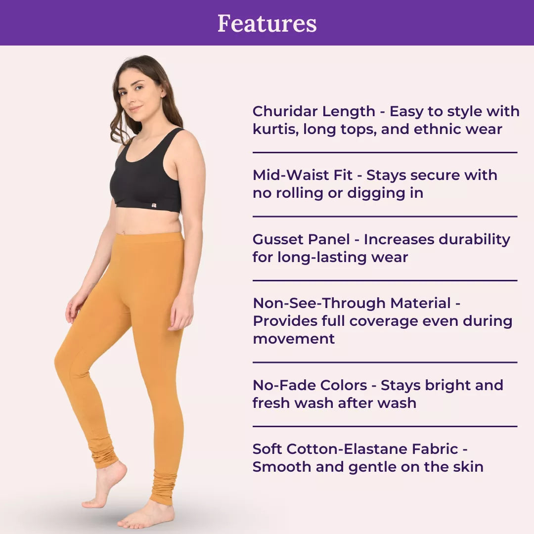 Features Of Churidar Leggings Caramel